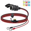 RIIEYOCA Cavo di Prolunga per Presa Accendisigari 12V/24V, Presa Accendisigari Femmina per Auto a Cavo Terminale O Ring con Copertura Impermeabile e Fusibile 20A per Auto, Barche, ecc. (1M)