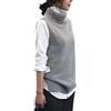 Vsadsau Delle donne 100% Cashmere lavorato a maglia senza maniche Dolcevita Pullover Maglione Tinta unita Maglione Gilet, grigio, M