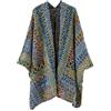 Disimlarl Cappotto Cardigan Con Nappe Lavorato A Maglia Con Scialle Bohémien Da Donna Mantelle Maglione Etnico Avvolgente In Filato Di Lana Blue