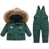 Acuryx Tuta da Neve 2 Pezzi da Bambini Capppotto Piumino con Cappuccio Pellicia + Salopette da Neve Bambina Giacca Invernale Impermeabile Bianco 2-3 Anni