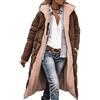 AnnSemo Cappotto lungo reversibile da donna invernale casual alla moda con tasca colorata con cerniera, 01 Caffè, S