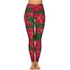FJQWKLF Pantaloni da Yoga con Tasche, Motivo a Stelle di Natale Rosse in Fiore, Leggings da Palestra a Vita Alta per Donna