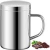 WSAMJIN Tazze da Caffè In Acciaio Inox con Manico, 13.5oz/400 ml Tazza Termica a Doppia Parete Bicchiere Termico con Coperchio Tazza da Campeggio Viaggio per Tenere Calde O Fredde Bevande, da Viaggio