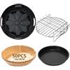 Goodpejine 4PCS 19CM Accessori Friggitrice ad Aria - Accessori per Cecotec 5,5L, Moulinex 4,5L, Philips 2000-Serie 4,2L (NA229/00), Vassoio Pizza Griglia Teglia Silicone Carta da Forno, Senza BPA