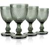 Joeyan 270ml Calici da Vino Grigi 4 pezzi, Memento Bicchieri Vino Vintage Vetro Colorati, Geometrie Set Bicchieri Acqua Vetro con Lavorazione a Rilievo di Diamanti,per il Bar Del Ristorante Matrimoni