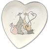 Dekohelden24 Ciotola in ceramica, piatto da portata, piatto decorativo a forma di cuore con famiglia di gatti, grigio - crema/bianco, dimensioni (lunghezza x larghezza x altezza): circa 20 x 20 x 3 cm