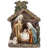 DRW Mistero Classico 1 Pezzo Maria con Bambino in Culla Pecora e Portale in Resina Dipinto a Mano 11x15.5 cm