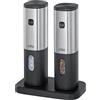 cilio TIVOLI - Macinapepe elettrico e macinasale | Set di macinini in acciaio inox, plastica, meccanismo regolabile in ceramica | luce LED | stazione di ricarica e conservazione | alimentato a