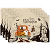 Bonhause Set di 4 tovagliette per Halloween, motivo: camion zucca, ragnatela, pipistrello, fantasma, 30 x 45 cm, lavabili, stagionali, cucina, tavolo da pranzo, decorazione per interni ed esterni,