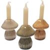 Logbuch-Verlag 3 portacandele a forma di funghi per candele in ceramica, candelabro, decorazione autunnale, verde, arancione, 10 cm
