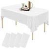 HTTYHT 4Pezzi Tovaglia Usa e Getta Bianca 137 x 274cm Tovaglia di Plastica Impermeabili Copertura Tavolo Rettangolare Tovaglia Compleanno Tovaglia Bianca per Festa, Matrimoni, Compleanno Bambini
