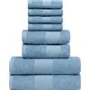 runico Set Asciugamani in Cotone 100%, 8 Pezzi, 2 Asciugamani Grande, 2 Asciugamani Mano, 4 Panni Lavare. Ideale per Bagno, Palestra, Hotel e Spa. Molto Assorbente (BLU)