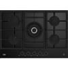 Beko PRONTA CONSEGNA - SPEDIZIONE IMMEDIATA Piano Cottura da Incasso 75 cm 5 Fuochi Gas FlameAdjust Cristallo nero con manopole dark inox Griglie in ghisa Beko HILW75325SDX - HILW 75325 SDX