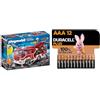 PLAYMOBIL City Action 9464 Veicolo dei vigili del fuoco con luci e suoni, dai 5 anni + batterie alcaline Duracell Plus AAA, confezione da 12