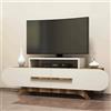 Dmora Mobile Porta Praesepe, Credenza da Soggiorno, Armadio Basso per TV, Base Parete attrezzata, 145x37 h50 cm, Noce e Crema, Pannello truciolare melaminico 18mm