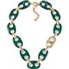 Emporio Armani Collana da donna in ottone con chiusura a moschettone in tonalità oro, Verde mare
