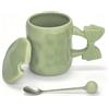 Swsdee Tazza in Ceramica con Fiocco da 450 Ml,Tazza da Colazione per Coppia di Caffè,Tazza da Caffè Color Macaron, Lavabile in Lavastoviglie e Adatta Almicroonde,Adatta per Caffè,Latte Macchiato (Verde)