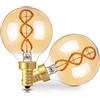 Genixgreen Lampadina a LED E14, dimmerabile, 3 W, vintage, sostituisce 30 W, G16.5, a spirale, anticata, 200 K, colore bianco caldo, 2200 K, confezione da 2