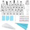 LEAZZLE 50 PCS Beccucci Sac a Poche Riutilizzabile, Set Pasticceria con 31 Beccuccio, 10 Sac a Poche Usa e Getta, 2 Accoppiatore, 3 Raschietto, Bocchette per Decorare Cupcake Torta Zeppole Pasticceria