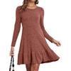 CheChury Vestito Casual Donna Abito in Maglia Vestito a Maniche Lunghe Abiti Scollo Rotondo Pullover Tinta Unita Autunno Vestiti Inverno Abito Aderente Vestito Elegante Donna Casual Abito Invernale