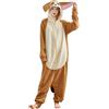 Kidukso Fennec - Costume da volpe adorabile Vulpes Zerda monoblocco, grandi orecchie, volpe, carnevale, cosplay, travestimento, biancheria da notte, marrone chiaro, marrone, L