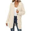 Generisch Dufflecoat - Maglione da donna, lavorato a maglia, a coste, con asole, tinta unita, colletto camicia, elegante, casual, all'aperto, tutti i giorni e inverno S cappotto da donna, beige., XL