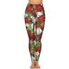 FJQWKLF Pantaloni da Yoga con Tasche, Motivo a Stelle di Natale Rosse in Fiore, Leggings da Palestra a Vita Alta per Donna