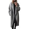 Generic N Apparel Cappotto invernale da donna a doppio petto in lana a maniche lunghe con risvolto a tacca cappotto lungo trench retrò da donna giacca a vento, Nero , 3XL
