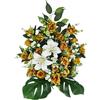 DRW Centro di Fiori Cimitero, processioni, Chiese Matrimoni o sepolture Rose autunnali e lilium Bianchi Artificiali 60x28x56