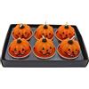Dekohelden24 Candele tealight - Candele, candela, candela autunnale, candela di Halloween, decorazione di Halloween, candele tealight come zucca in set da 6 pezzi, colore arancione, contenuto della