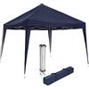 tectake Gazebo pieghevole da giardino, 3 x 3 m, con tetto impermeabile e protezione UV, regolabile in altezza, con sistema Pop Up Click, tenda da giardino con tiranti, picchetti e borsa (blu)