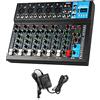 Umisu Mixer DJ 7 Canali, Mixer Audio USB Alimentazione Phantom 48V, Console di Mixer di Registrazione per Computer Microfono Lettore Mixer Audio per Live Studio Scena