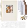 Vienrose Album Scrapbook 20,5x28 cm Copertina in lino Album Fotografico con 40 Pagine Carta Kraft Bianca Bianca, Kit di Forniture Scrapbooking fai da te per Matrimonio Famiglia Viaggio, Beige