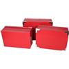 2.J. 2J - Set di 3 scatole portaoggetti in cartone con coperchio nero, angoli e manici in metallo, dimensioni: 38 x 26,5 x 14 cm, 40 x 28,5 x 15 cm, 42 x 30 x 16 cm, colore: rosso