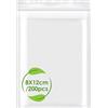 Tiryns 200 Pezzi Sacchetti Plastica Trasparenti, 8x12 cm Bustine Plastica Richiudibili Buste Trasparenti con Chiusura Sacchetti Ziplock Bags con Zip Cerniera per Alimenti Cucina Ufficio