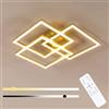 Mckalen Plafoniera LED Soffitto Dimmerabile, 40W 5400LM Lampada da Soffitto Oro Moderno,Lampadario LED Quadrata con Telecomando 3000K-6500K per Soggiorno Camera da Letto Cucina, 62CM