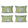 Aoihrraan 31x51cm Confezione da 4 Carino Cartone Animato Animale CopriCuscini Divano Dinosauro Floreale Pianta Verde Chiaro Quadrata Baby Federe Per Cuscini Lino Bambino Festa Sofà Camera Letto