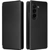 Fitudoos fibra di carbonio Cover per Samsung Galaxy Z Fold 6,Cover fibra di carbonio Pelle Alta qualità Portafoglio con Interno TPU Antiurto, Supporto Stand, Slot per Schede e Flip (Nero)