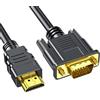 Duluok Cavo da HDMI a VGA1,8M, Cavo Adattatore HDMI a VGA Placcato in Oro (Maschio a Maschio), Compatibile con Computer, Monitor, Proiettore, HDTV, Supporto 1080P