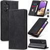 Jasonyu Cover per Samsung Galaxy A32 5G Flip Custodia in Pelle PU, Cover a Libro Portafoglio, Funzione Supporto, Magnetica, Slot Schede, TPU Bumper Caso Custodia per Samsung Galaxy A32 5G (Nero)