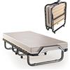 GYMAX Brandina Pieghevole con Materasso 10 cm, 200 x 90 x 41 cm, a 17 Doghe, Materasso Memory, Carico 120 kg, Made in Italy (Beige)