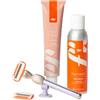Fler Smooth Skin Set - Rasoio Donna con Supporto e 2 Lamette di Ricambio, Rasoi Unisex, Set con Mousse per la Depilazione e Crema Corpo Lenitiva, Lametta con Aloe Vera, Lilla Lilac