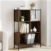 Gecheer Libreria Vintage Scaffale da Terra, Portaoggetti e Porta Libri Industriale, Rovere Marrone 72x28x109 cm in Legno