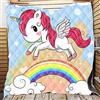 FANSU Copriletto Trapuntato Matrimoniale Singolo Elegante Coperta Trapunta Unicorno di Stampa del Fumetto Microfibra Antipolveri Copri Letto per Camera da Letto (Arcobaleno,130 * 150cm)