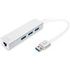 Digitus Hub USB - 3 porte - Porta Ethernet RJ45 - Super-Speed USB 3.0 - 5 GBit/s - Gigabit LAN - Custodia in alluminio, Con Porta Lan Rj45