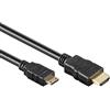 goobay PremiumCord 4K High Speed Cavo HDMI A a HDMI Mini C M/M, 4,95 Gbit/s, Compatibile Video 4K@30Hz, Full HD 1080p, Deep Color, HDCP, HDR, Connettori Placcati Oro, Nero, 5 m