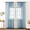 MIULEE Voile Tende Trasparenti Palla di Peluche sul Lato con Occhielli Tenda per Finestra per Soggiorno e Camera da Letto 2 Pannelli 140 x 260 CM Blu Acciaio
