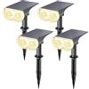 Linkind StarRay Luci Solari Esterno Giardino Bianca Calda, 22 LED Faretti Solari Decorative, 3000K 800LM Lampade Solari da Giardino Impermeabile IP65 per Cortile Prato Piscina, 4 Pezzi