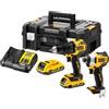 DeWalt KIT 2 elettroutensili XR 18V Trapano Avvitatore con percussione DCD709 + Avvitatore impulsi 1/4" DCF809 + 2 x 18V XR 2Ah (DCK2062D2T-QW)