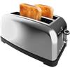 Cecotec Tostapane Verticale 2 Slot Lunghe Toastin' time 1500 Inox Lite. 1500 W, 4 fette di pane, fessura larga 3,8 cm, supporto per panini e vassoio raccogli briciole, acciaio inossidabile
